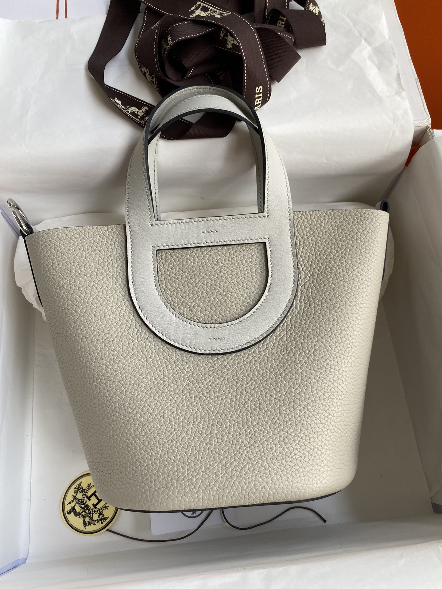 Hermes In The Loop 18 Bag In Pearl Grey Clemence Leather